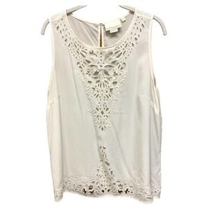 Cynthia Rowley Silk Laser Cut Tank White Sz Large